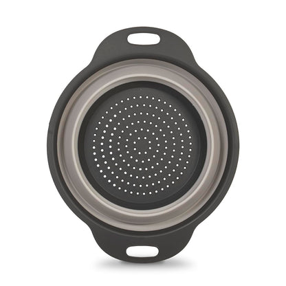 Glad Colador plegable – 2L | Escurridor de pasta pequeño para cocina, verduras y frutas | Cesta redonda plegable de plástico para un fácil almacenamiento, gris