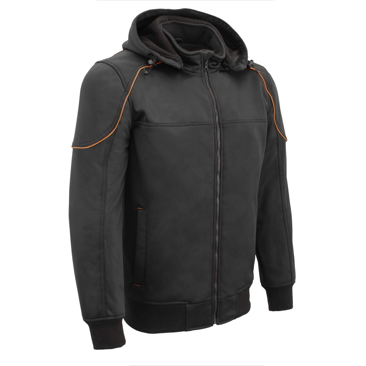 Milwaukee Leather MPM1764 - chamarra para hombre, color negro, con capucha desmontable, color negro