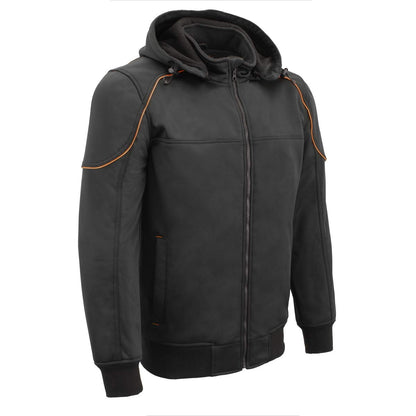 Milwaukee Leather MPM1764 - chamarra para hombre, color negro, con capucha desmontable, color negro