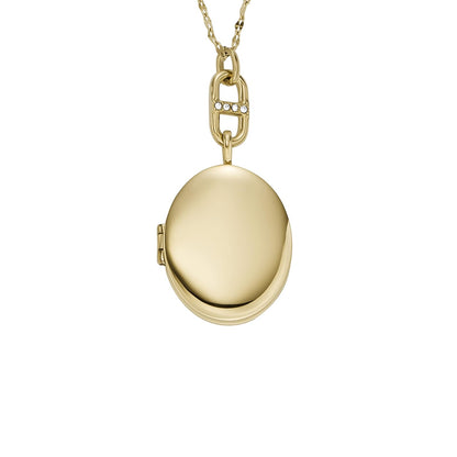 Fossil Women's Plated Stainless Steel Engravable Personalized Gift Pendant Chain Necklace for Women