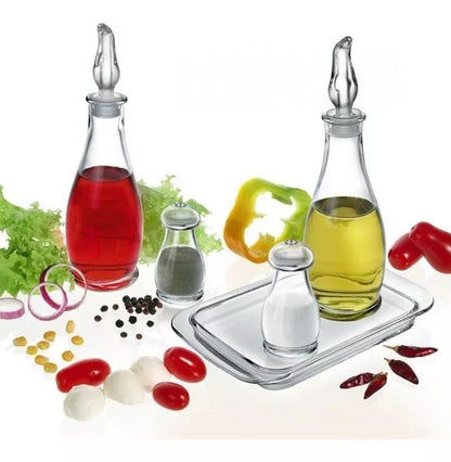 Borgonovo Indro - Aceitera de Vidrio Dispensador de Aceite Oliva Balsámico Recipiente Dosificador Vinagrera Cocina Vinagre Botella de Vidrio Antideslizante con Boquilla Antiderrame Especiera