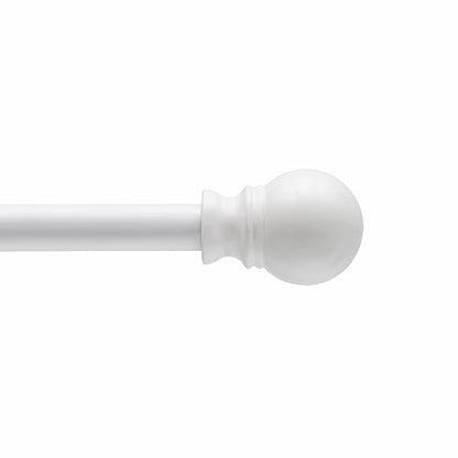Kenney KN55251 Davenport - Barra Decorativa para Cortina de Ventana, Longitud Ajustable, Acabado Blanco, Tubo de Acero de 1/2 Pulgadas de diámetro