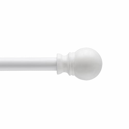 Kenney KN55251 Davenport - Barra Decorativa para Cortina de Ventana, Longitud Ajustable, Acabado Blanco, Tubo de Acero de 1/2 Pulgadas de diámetro