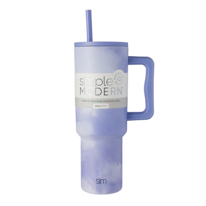 Simple Modern Trek Vaso Térmico con Asa y Popote, Acero Inoxidable, 890-1180 ml - 1180ml - Púrpura