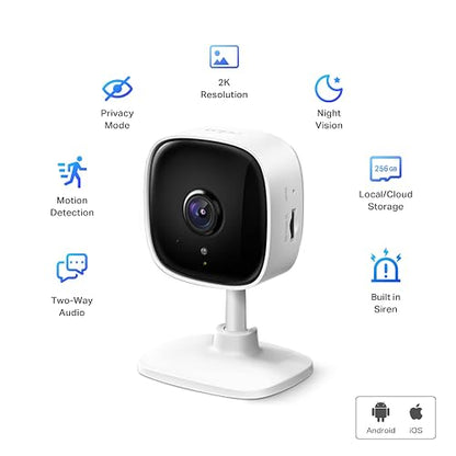 TP-Link Tapo C110, Cámara Wi-Fi de Seguridad Interior para el Hogar, 3MP Ultra Alta Definición, Control Remoto de Aplicaciones, Funciona con Alexa