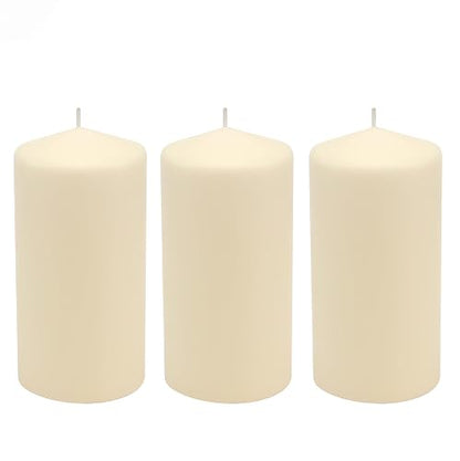 Stonebriar - Paquete de 3 velas altas de 3 x 6 pulgadas, 65 horas de duración, sin perfume, color marfil