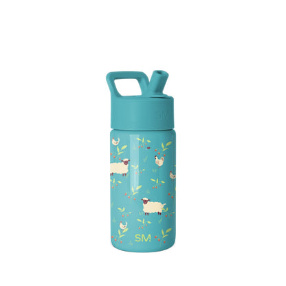 Simple Modern Summit Botella Infantil con Popote, 18 oz, Diseños Infantiles - Ovejas y Fresas - 0.4 Litros
