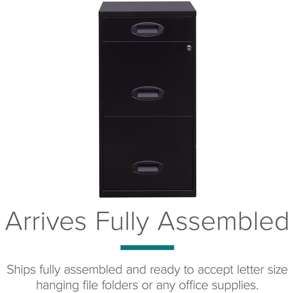 Office Dimensions - Archivador Organizador de Metal con 3 cajones (45,7 cm de Profundidad), Color Negro