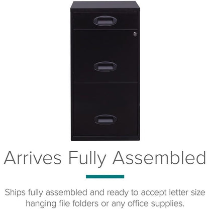 Office Dimensions - Archivador Organizador de Metal con 3 cajones (45,7 cm de Profundidad), Color Negro