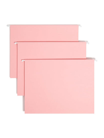 Smead Carpetas colgantes estándar, 25 unidades, color rosa, pestañas ajustables de corte 1/5, tamaño carta (64066)