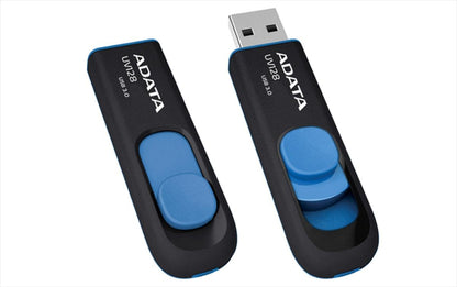 ADATA Memoria USB 3.0 Deslizable Negro con Azul UV128 - Standard - 64GB - Black - Blue