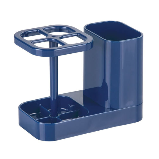 InterDesign 43434 Med Bathroom Toothbrush and Toothpaste Stand/Holder and Medicine Cabinet Organizer, Navy
