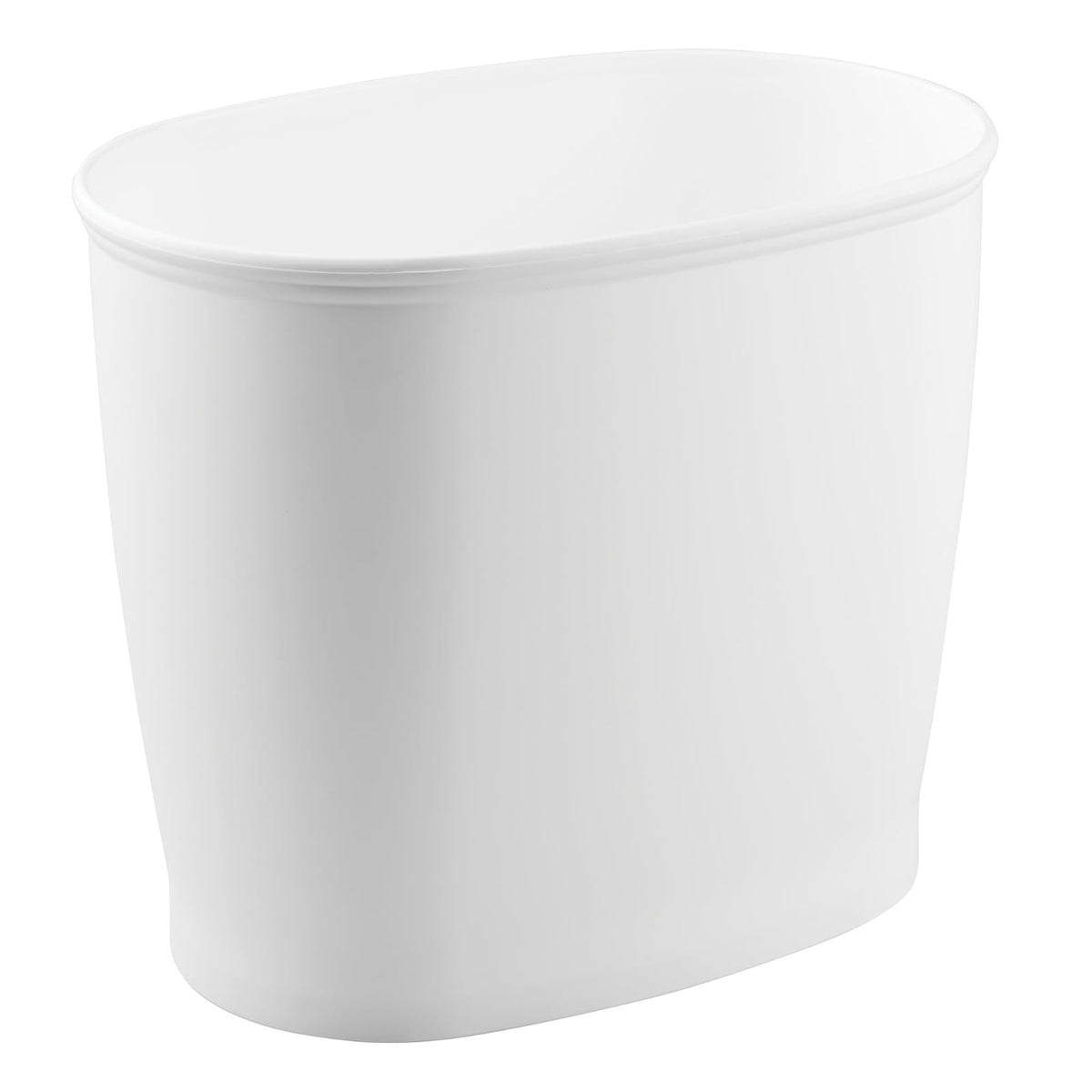 InterDesign 93441 Kent Oval Wastebasket Trash Can for Bathroom, Kitchen, Office, White
