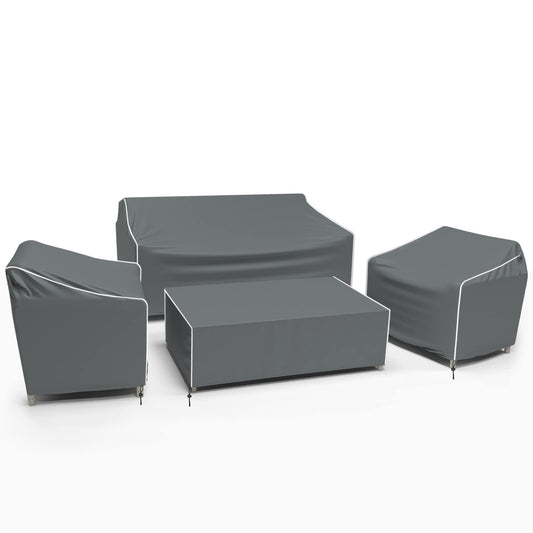 Gasadar Funda para Muebles de Patio 600D Resistente al Agua, Juego de 4 Piezas Gris