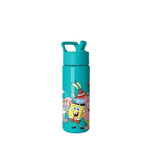 Simple Modern - Botella de agua Summit para niños con tapa de popote, vaso aislado de acero inoxidable de 18 onzas, para niños, niñas, escuela, amigos de Bob Esponja