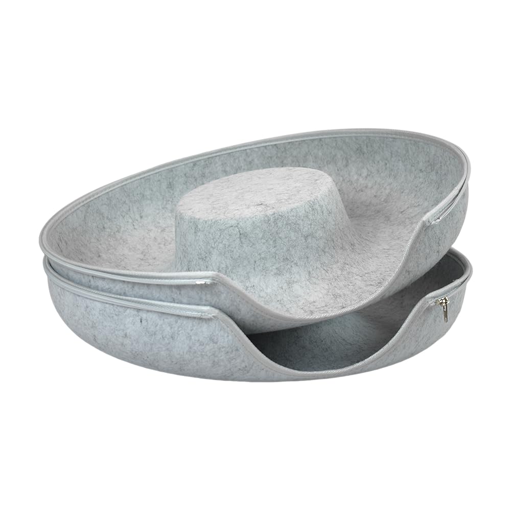 Fancy Pets Cama Cueva Dona para Gato Chico Gris Perla 50 cm x 20 cm Fieltro Resistente y Multifuncional