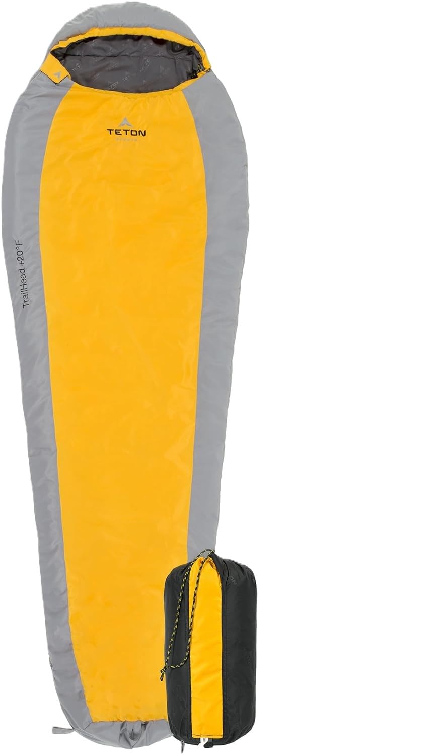Teton Sports Trailhead Bolsa de Dormir Ultraligera de Estilo Momia; Anaranjada/Gris - Adult - 221cm x 81cm x 56cm - Orange - Grey