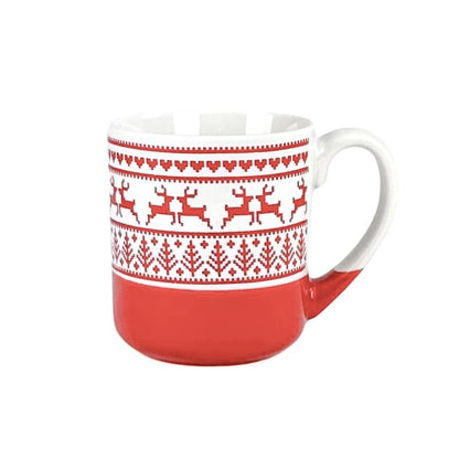 4 tazas de cerámica de renos en relieve de Strawberry Street, juego de 4 (rojo), S4MUG-XMAS