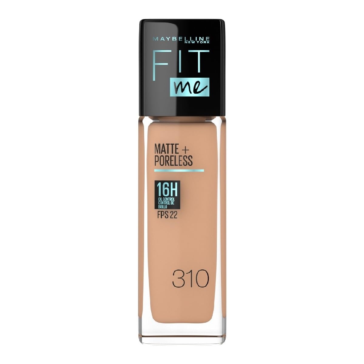 Maybelline Fit Me Base de Maquillaje Líquida Matte Poreless - 310 Sun Beige - Base de Maquillaje