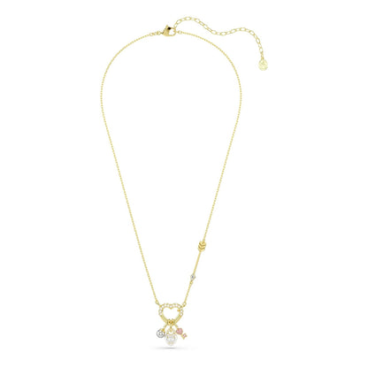 Colgante Swarovski Idyllia, Cortes mixtos, Corazón, Llave, Rosa, Chapado en oro