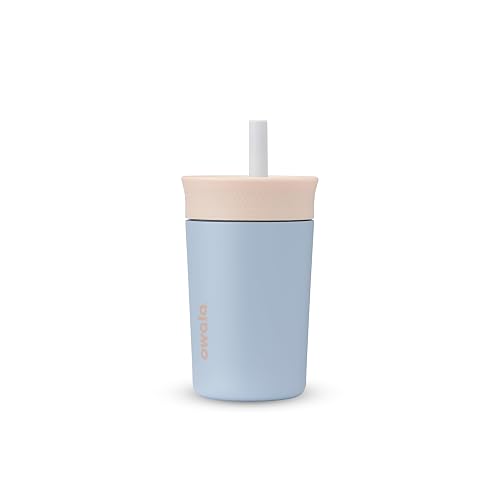 Owala - Vaso aislante de acero inoxidable para niños, con popote flexible resistente a derrames, fácil de limpiar, botella de agua para niños, ideal para viajes, apto para lavaplatos, 12 onzas, color