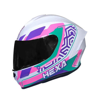 Casco Motocicleta Integral Marca - Edge - Frankie - Full Face - Certificado Dot - Moto Cascos de para Guantes Funda - G - ROSA - BLANCO