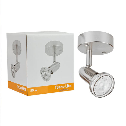 Tecnolite - Lámpara Spot para Sobreponer Dirigible, Potencia Máxima 50W, Base GU10, No incluye foco