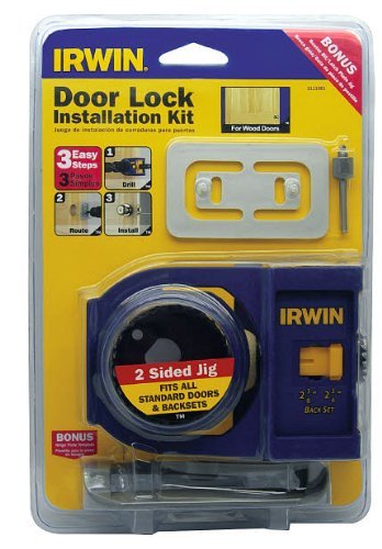 IRWIN 3111001 - Kit de instalación de cerradura de puerta para puertas de madera, color azul