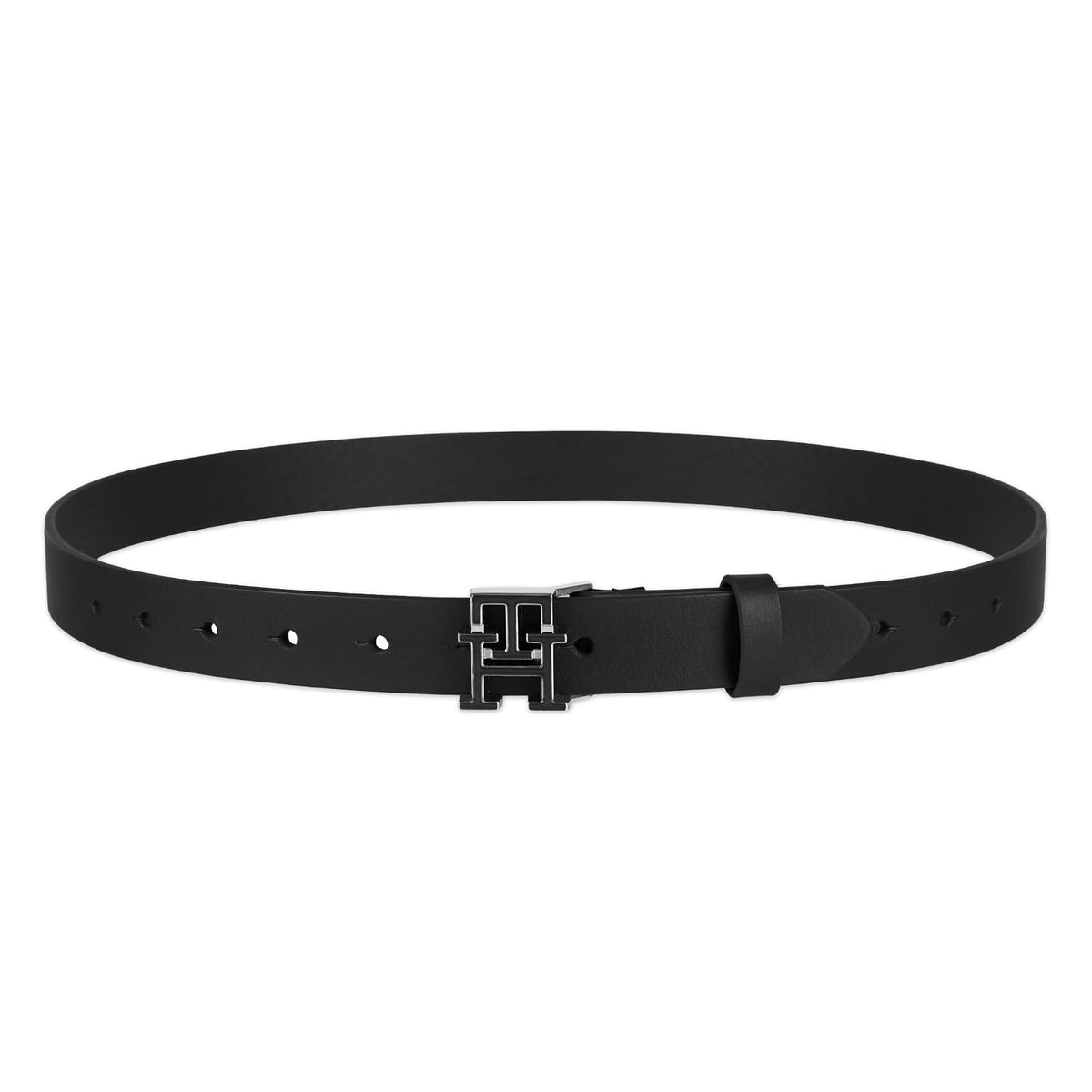 Tommy Hilfiger Slim 1" Enamel Th Plaque Buckle Belt Cinturón Mujer