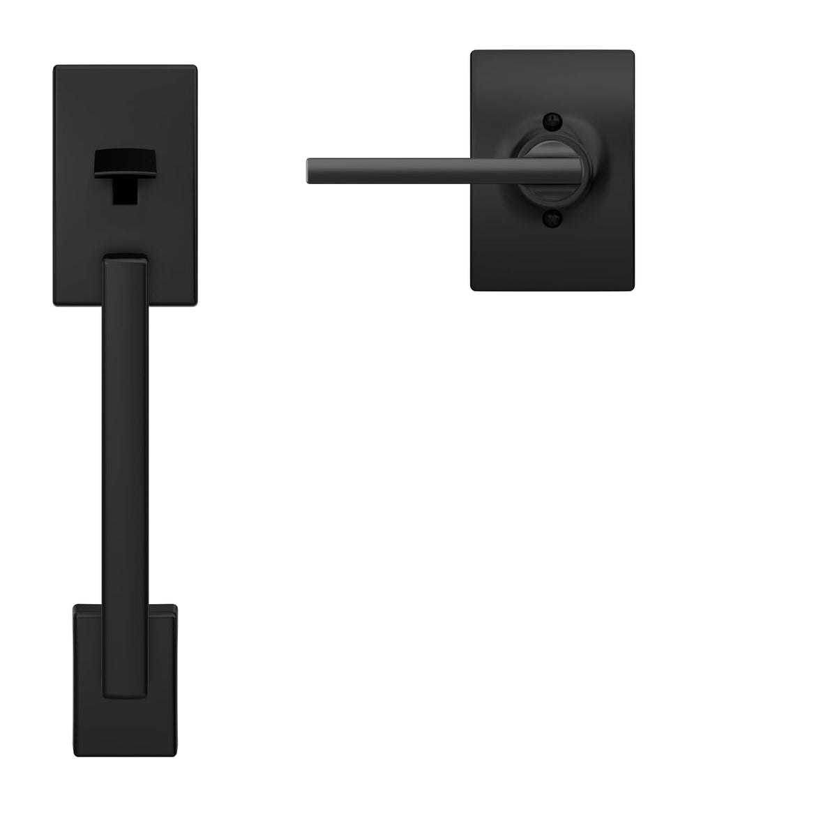 Schlage FE285 CEN 622 LAT CEN Century - Manija de entrada delantera con palanca Latitud, media empuñadura inferior, negro mate