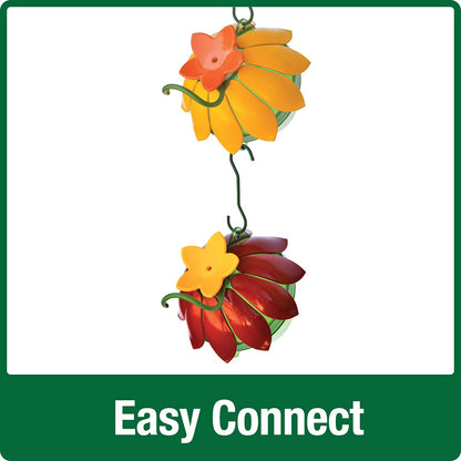 Wild Wings WWSFHF5 So Real Single Flower Hummingbird Feeder, Red/Yellow (2-Pack),