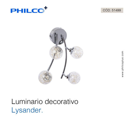 Philco Luminario decorativo Lysander. Potencia 16W, con iluminación brillante, temperatura de color 4,000K con una iluminación cálida y acogedora para interioes. Hasta 35,000 horas de vida útil