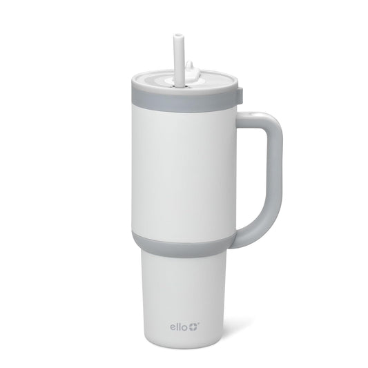 Ello Oasis - Vaso de 30 onzas con mango y popote retráctil, taza de acero inoxidable aislada reutilizable 100% a prueba de fugas, regalos para adolescentes, mujeres y hombres, mantiene el frío durante
