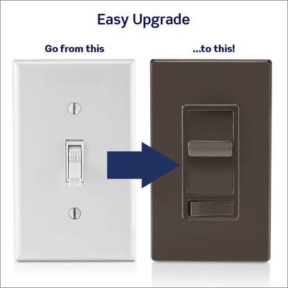 Leviton SureSlide - Interruptor de atenuación para bombillas LED regulables, halógenas e incandescentes, 6674-P0B, color café
