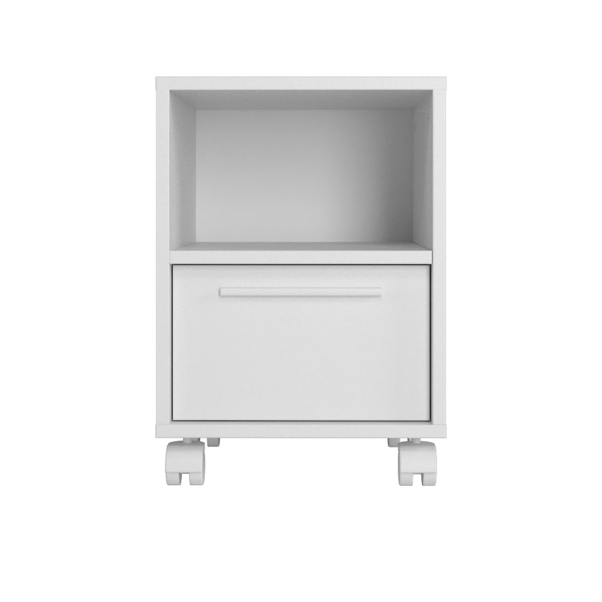 Midtown Concept Mesa Lateral de Noche, Mesita Auxiliar de Madera, Estilo Minimalista, Color Blanco