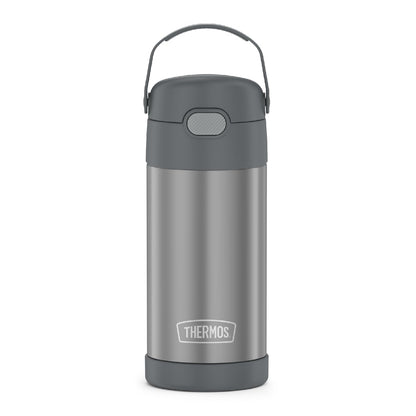 Thermos Funtainer Botella Térmica Infantil con Popote, 12 oz - Gris - 0.4 Litros - Botella