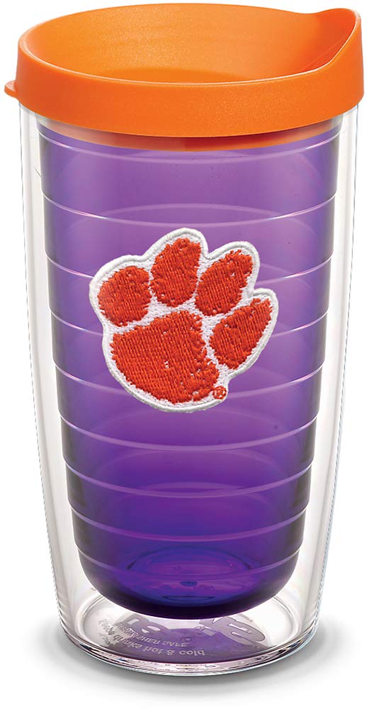 Tervis Vaso con Tapa, Diseños de Equipos Universitarios NCAA - Clemson Univ Paw - 473,18ml - Amatista