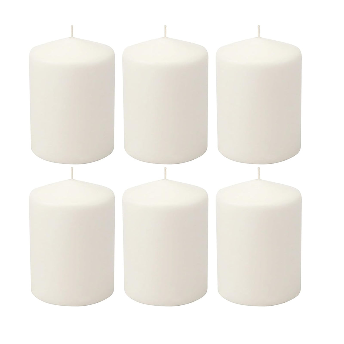 Stonebriar Velas Pilar Blancas sin Perfume, 80 Horas, Set de 6 - Blanco - 3" x 4" - Cera de marfil suave
