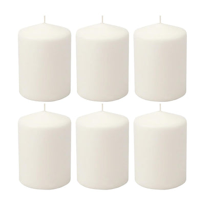 Stonebriar Velas Pilar Blancas sin Perfume, 80 Horas, Set de 6 - Blanco - 3" x 4" - Cera de marfil suave