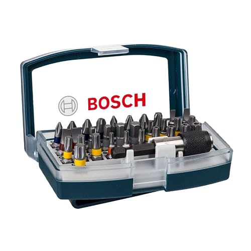 Bosch Kit de Puntas 32 Piezas con Adaptador Hexagonal ¼″ – Juego Universal de Atornillado y Fijación para Taladro/Atornillador