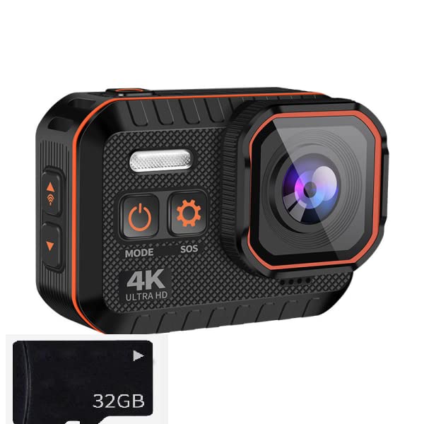 Auvce Cámara Deportiva 400 4k 60FPS, 8M Cámara Deportiva con Pantalla Táctil Resistente al Agua 40m Cámara Subacuática WiFi Webcam Videocámara （con Tarjeta de Memoria de 32G）