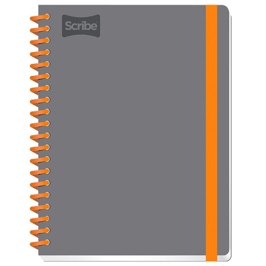 Scribe Excellence Cuaderno Profesional Rayado Gris | 100 hojas, color gris, separador plástico removible, stickers, portada Soft Touch