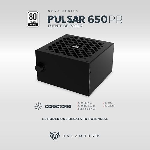 Balam Rush Pulsar Fuente de Poder 650PR ATX, 650W, 80 Plus White, No Modular, Nova Negro
