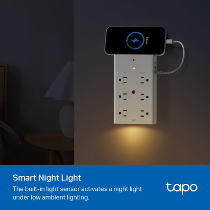 Tapo TP-Link P306, Multicontacto Inteligente, 6*outlets, 2*USB-A y 1* Puerto PD, Sensor de iluminación Ambiental Incorporado, Funciona con HomeKit, Alexa y Google.