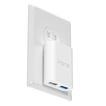 iHome Cargador de Pared USB de 2 Puertos AC Pro - White - Cargador USB de 2 puertos