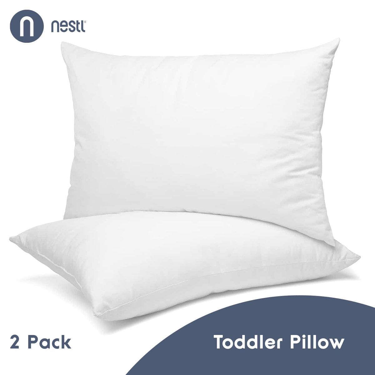 Nestl Almohada para Niño Pequeño - Paquete de 2 Almohadas para Bebé - Almohada de Algodón para Dormir - Almohada de Viaje Suave - Almohada de Cama Perfecta para Niño - 13 x 18 Inches, Blanca