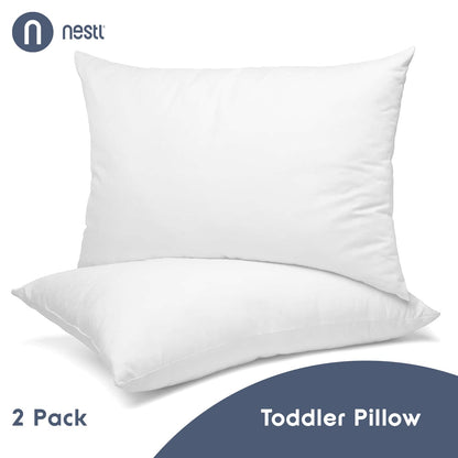 Nestl Almohada para Niño Pequeño - Paquete de 2 Almohadas para Bebé - Almohada de Algodón para Dormir - Almohada de Viaje Suave - Almohada de Cama Perfecta para Niño - 13 x 18 Inches, Blanca
