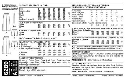 Simplicity Creative Patterns New Look 6289 - Pantalones o Pantalones Cortos para Mujer y cinturón de Corbata, A (8-10-12-14-16-18)