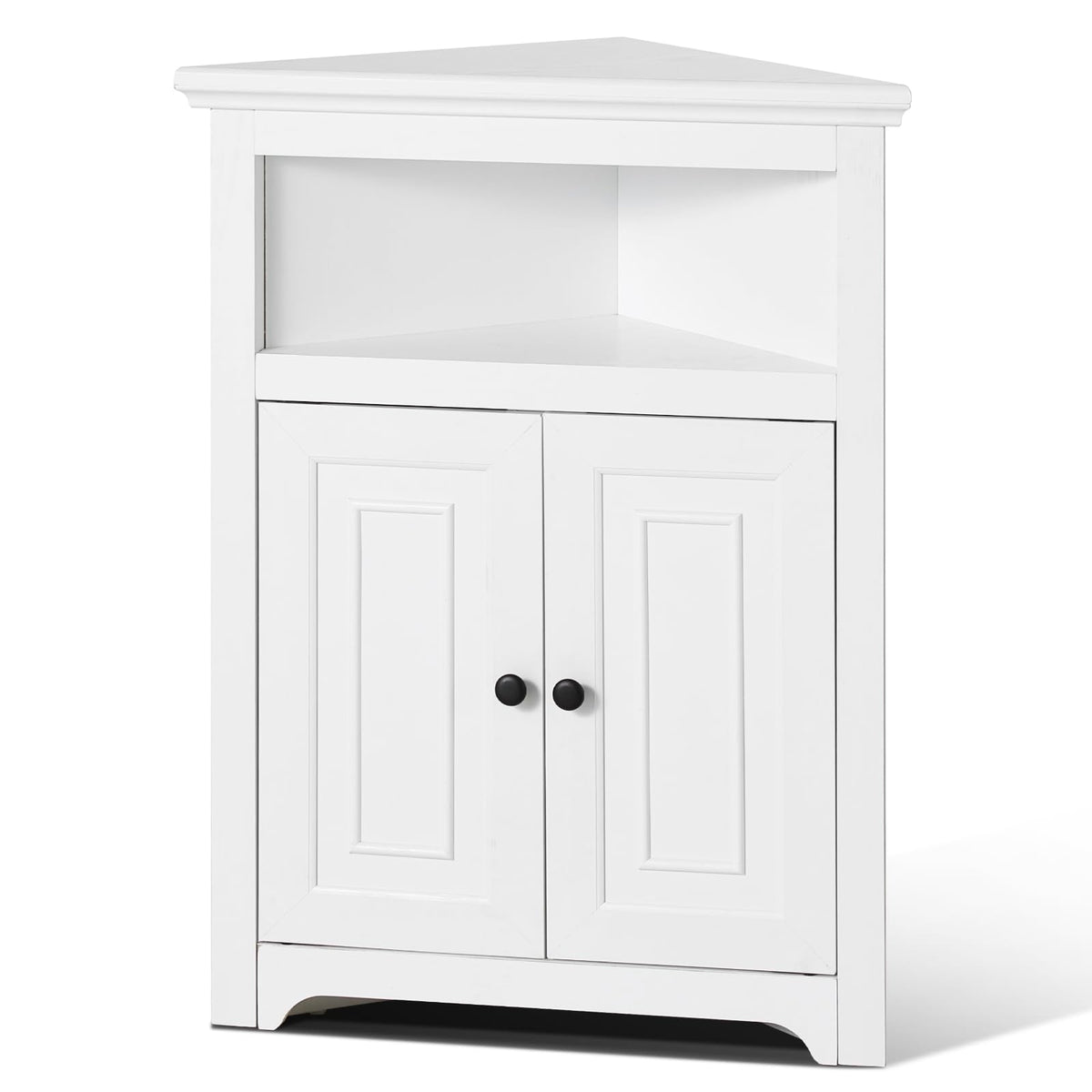 VEVOR Gabinete de Almacenamiento de Esquina de 32 Pulgadas, pequeño clóset de Almacenamiento de 3 Niveles con 2 Puertas de Madera y estantes Ajustables, clóset de Cocina no Empotrado para Sala de