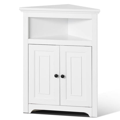 VEVOR Gabinete de Almacenamiento de Esquina de 32 Pulgadas, pequeño clóset de Almacenamiento de 3 Niveles con 2 Puertas de Madera y estantes Ajustables, clóset de Cocina no Empotrado para Sala de